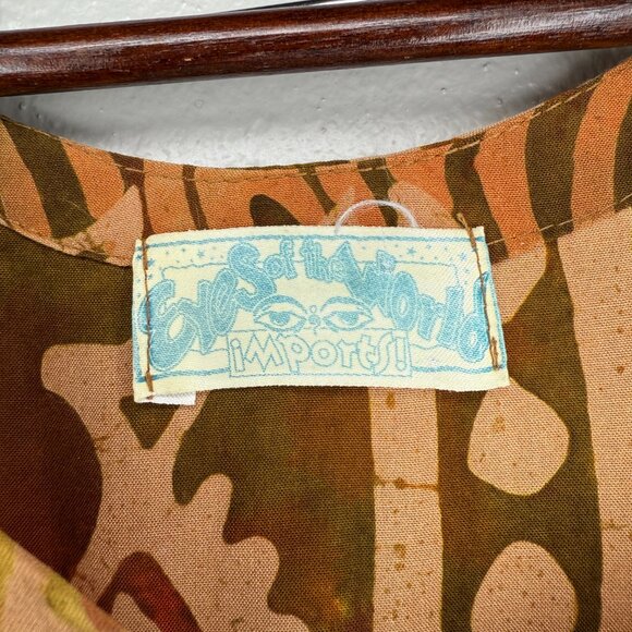 PRICE FIRM Vintage Y2K 00s Eyes of the World Tie Dye Fish Beach Boho Dress S/M - Picture 4 of 8